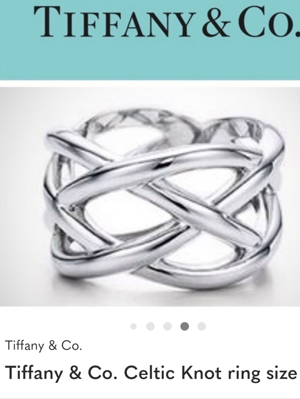 Tiffany & Co. Celtic Knot Sterling Ring - Size 6.5